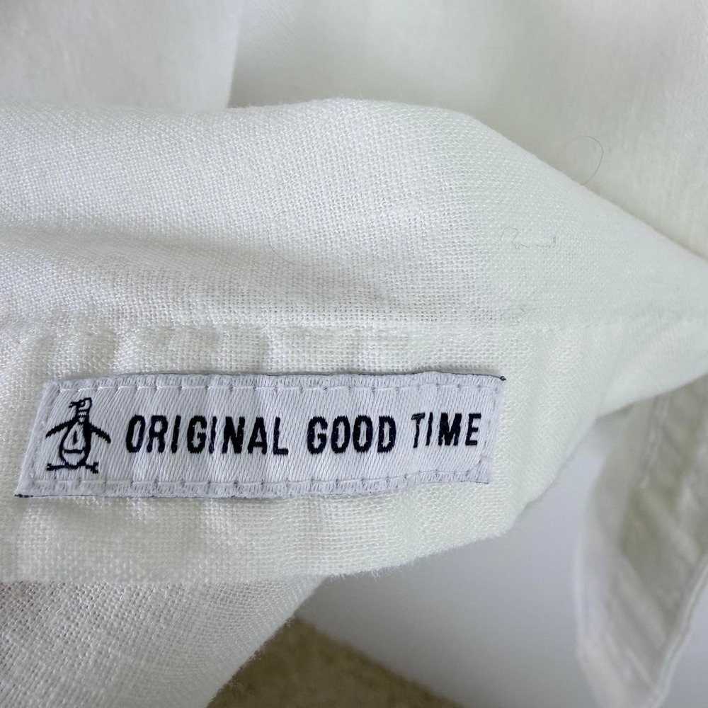 Coastal Grandfather Resort Vacation Linen Preppy Shirt OriginalPenguin Mens L - Picture 4 of 8
